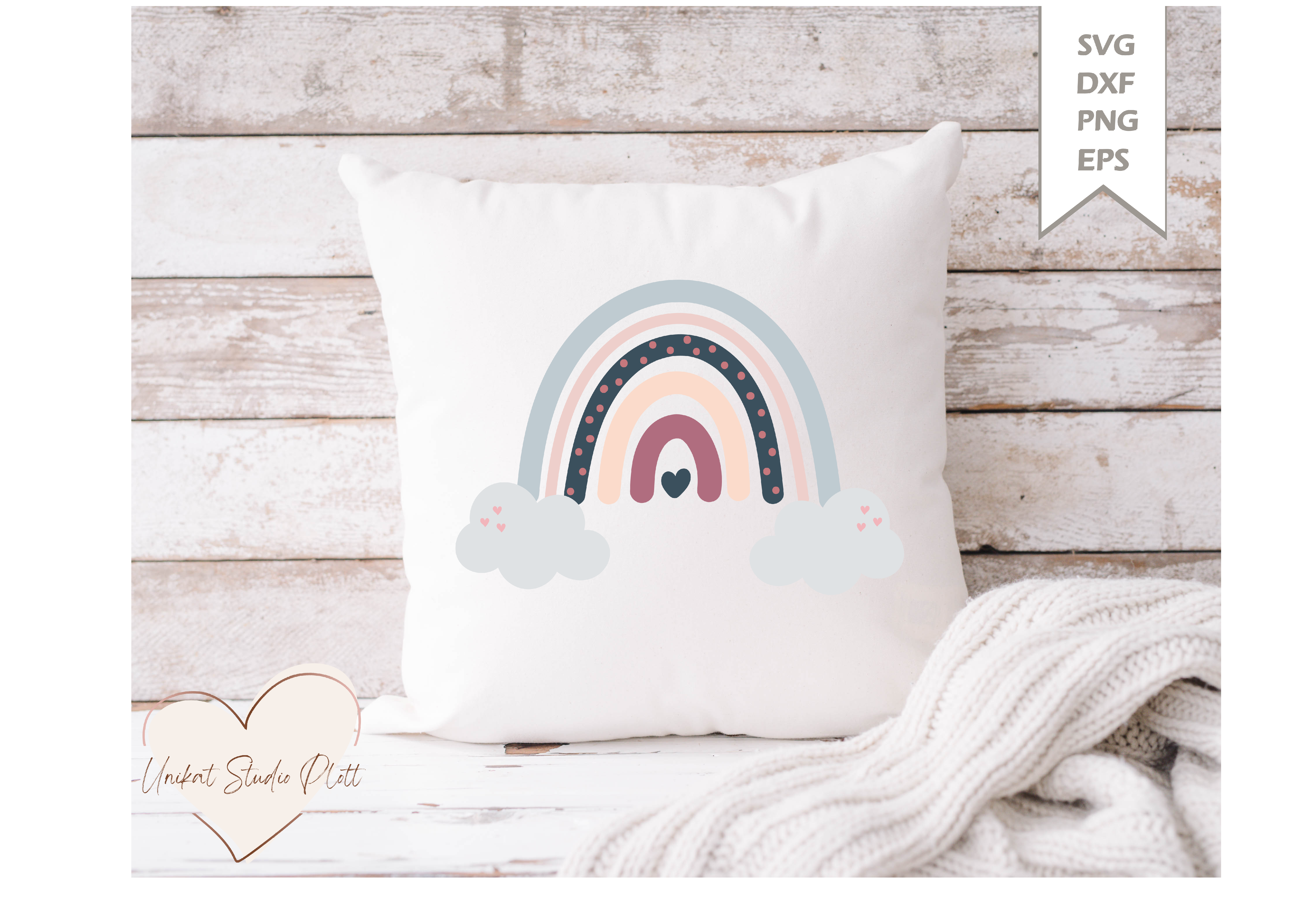 Plotterdatei "Regenbogen mit Wolke" SVG / Dxf Pdf Silhouette | Svg