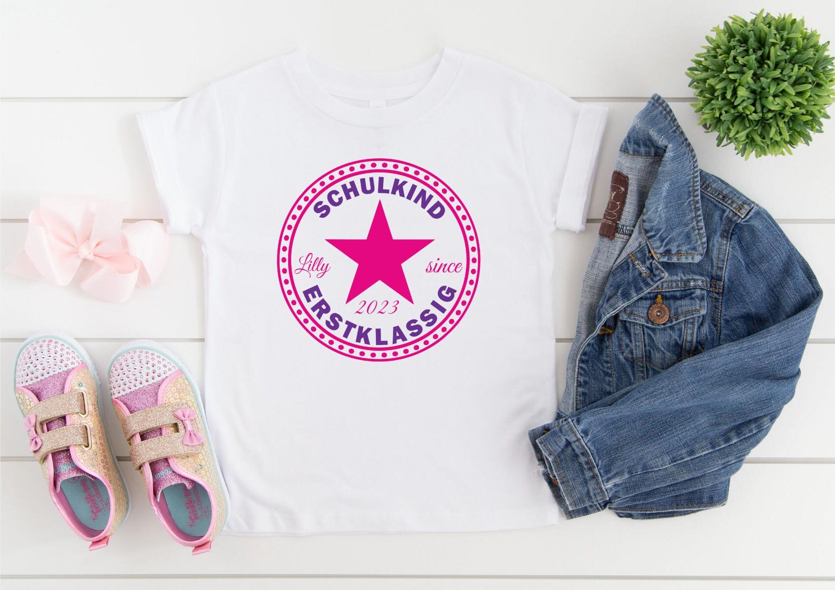 Schulkind T-Shirt "Kreis Pink" mit Namen