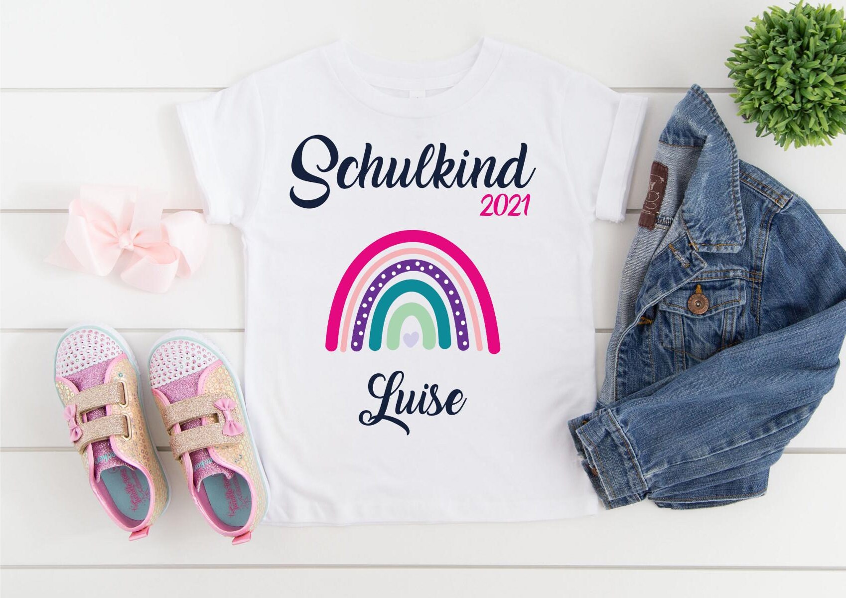Schulkind T-Shirt "Regenbogen" mit Namen