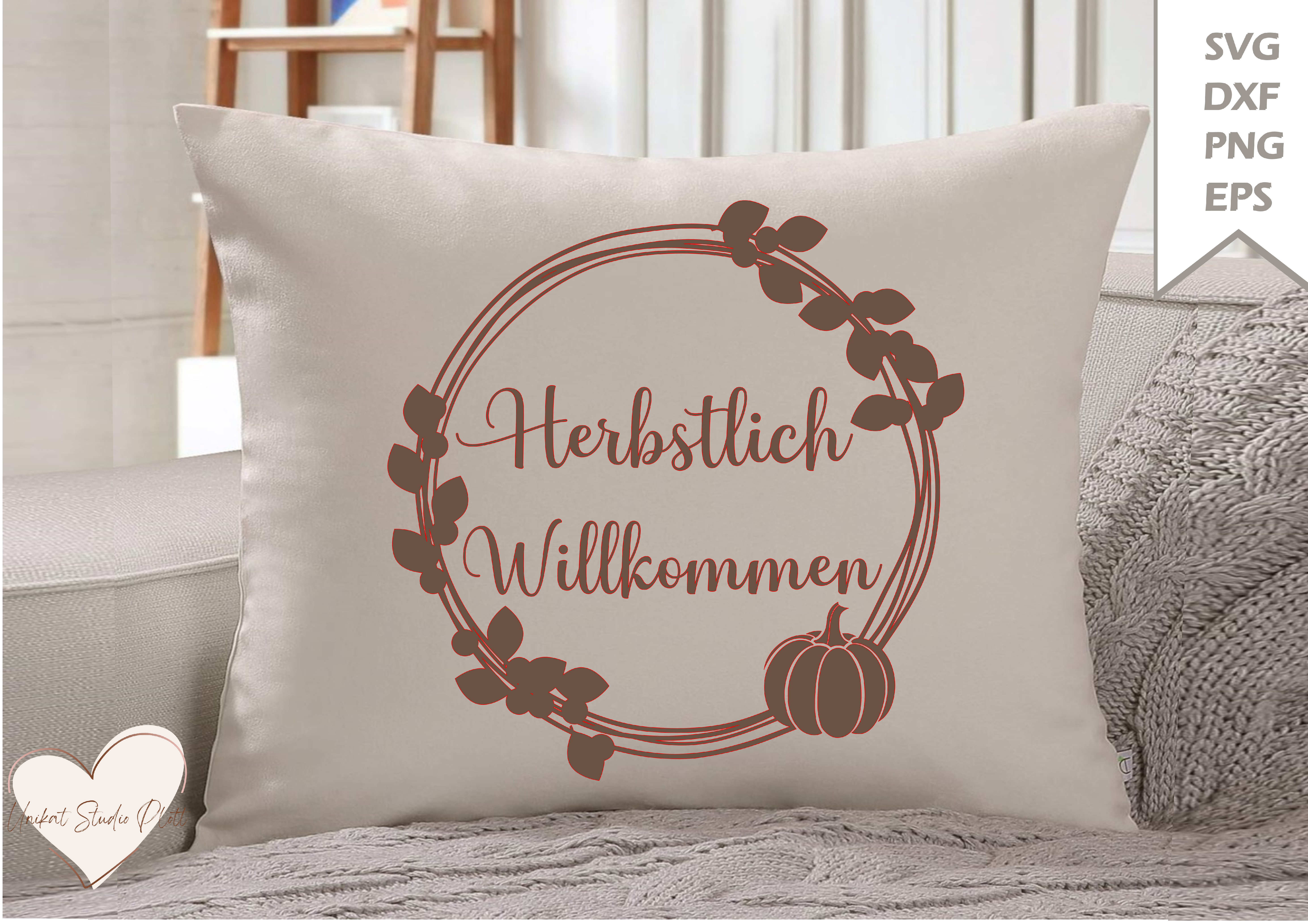 Herbstlich willkommen Plotterdatei , Herbstliebe SVG Eps DXF PNG, Svg Herbst