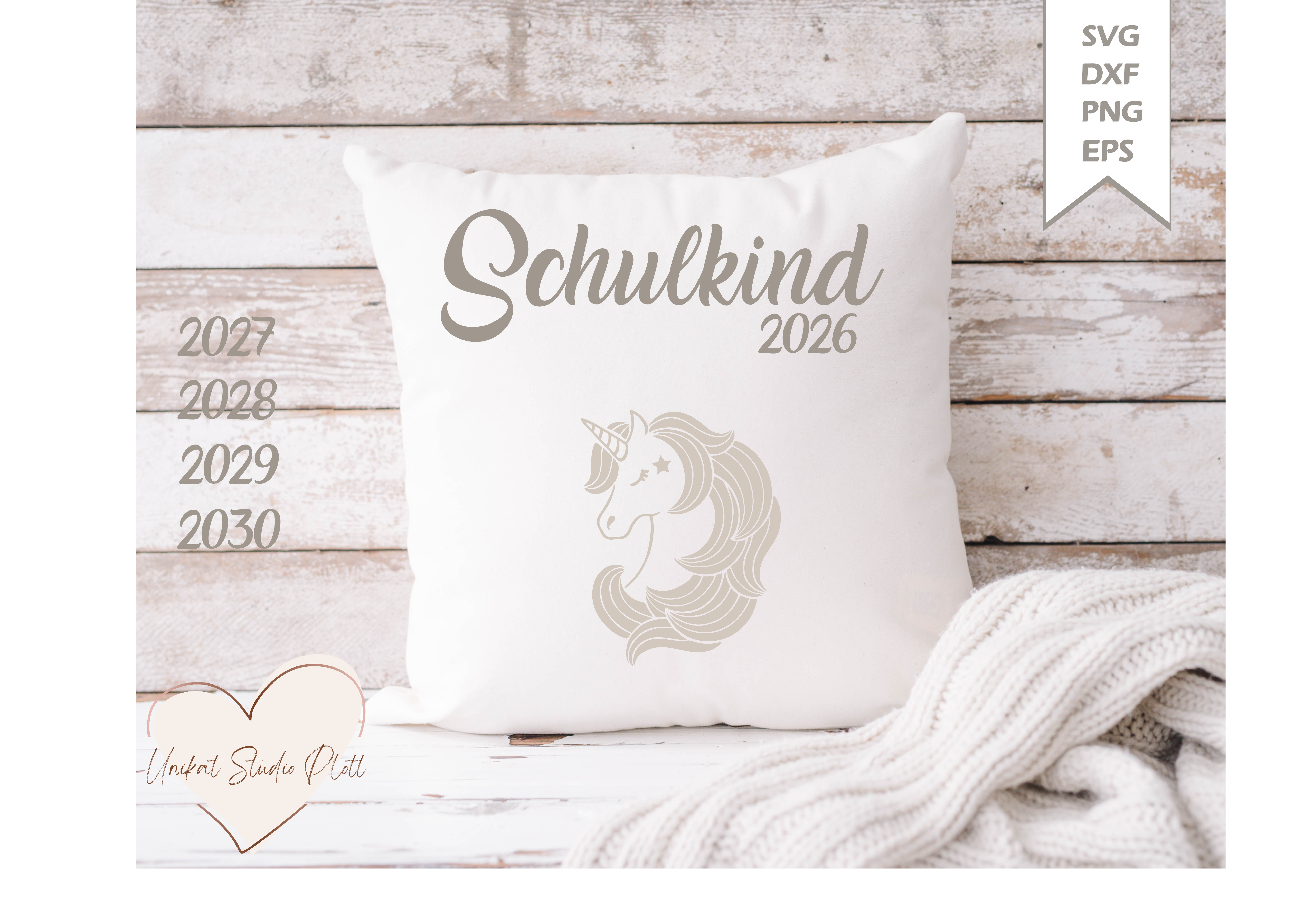 Plotterdatei Schulkind Einhorn 2026/ Svg Schulkind/ SVG DXF PNG