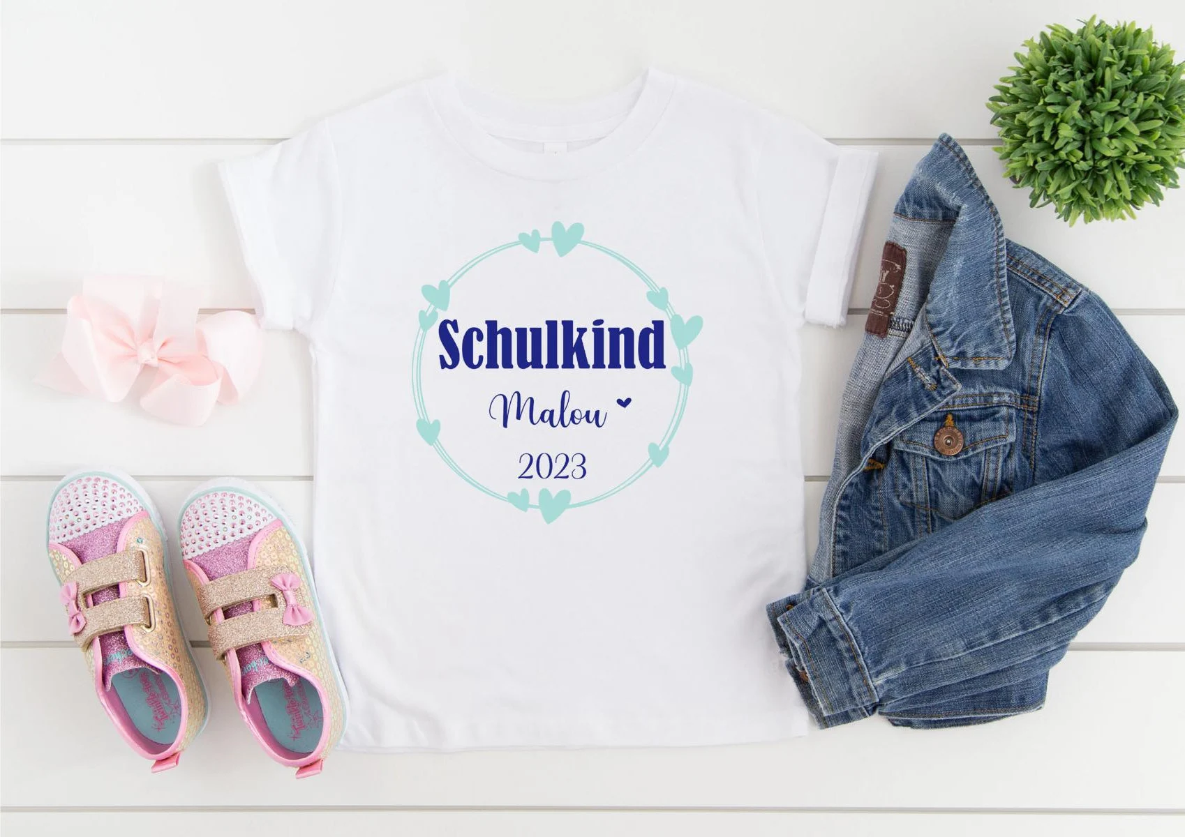 Schulkind T-Shirt "Herz" mit Namen