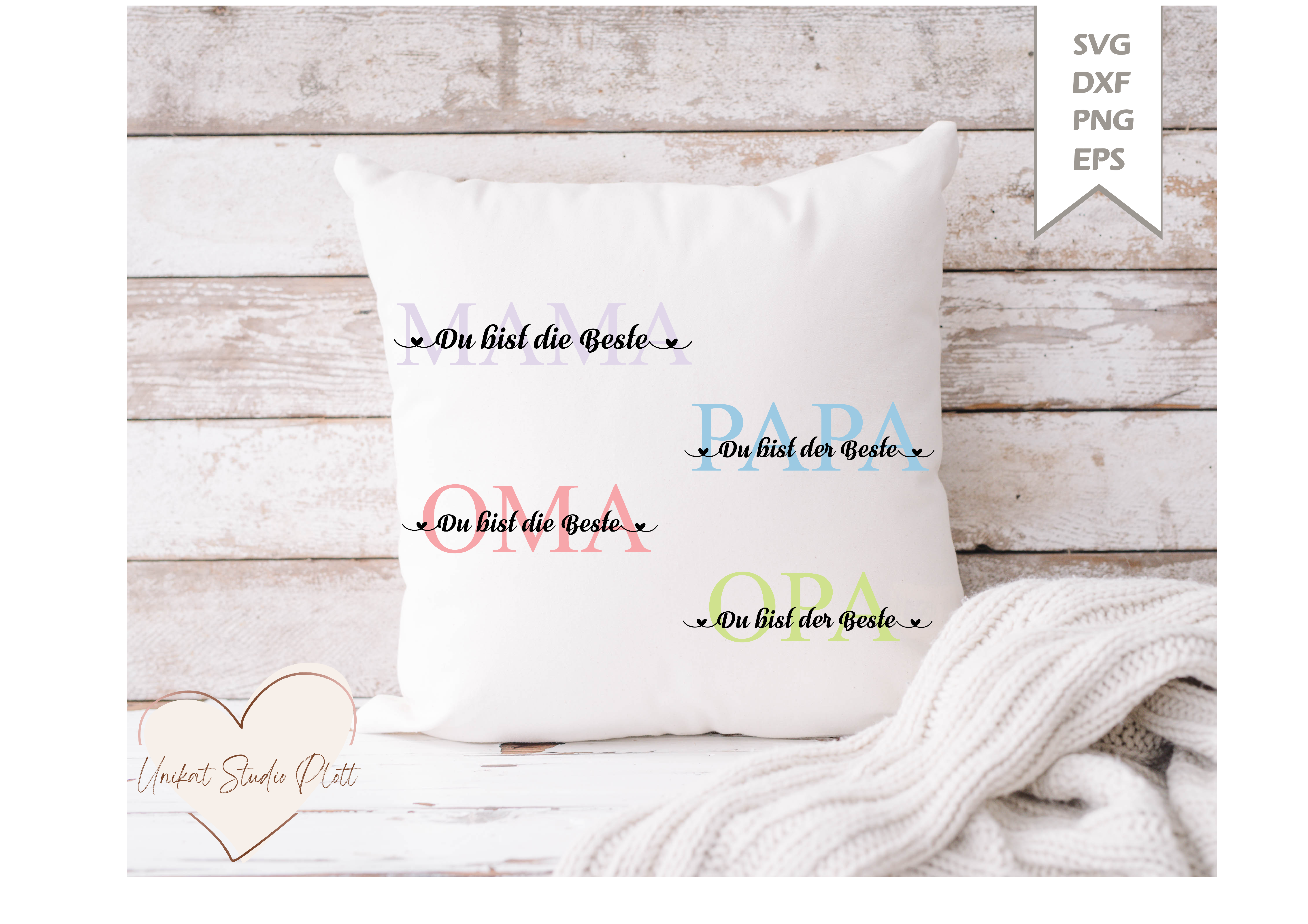 Plotterdatei "Oma, Opa, Mama, Papa du bist die/der Beste" SVG / Dxf Pdf Silhouette | Svg Clipart