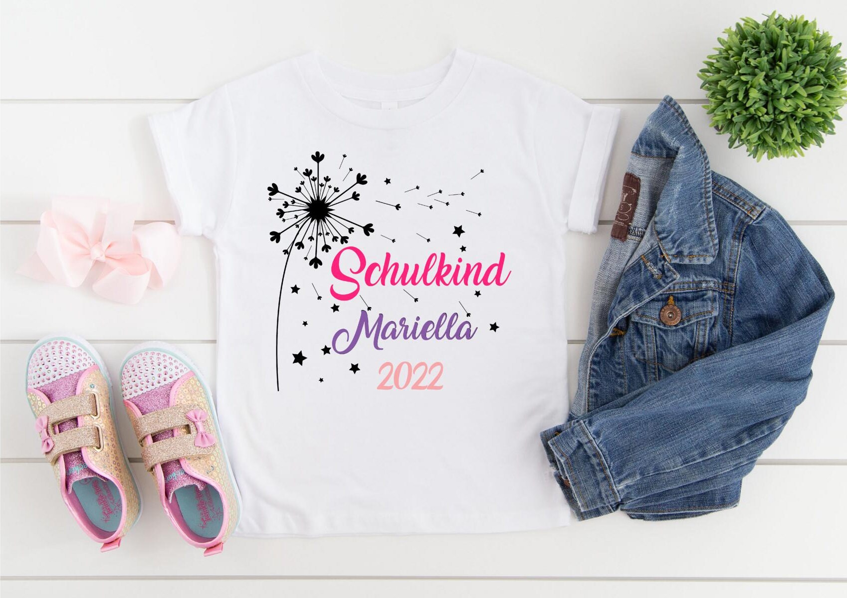 Schulkind T-Shirt "Pusteblume" mit Namen